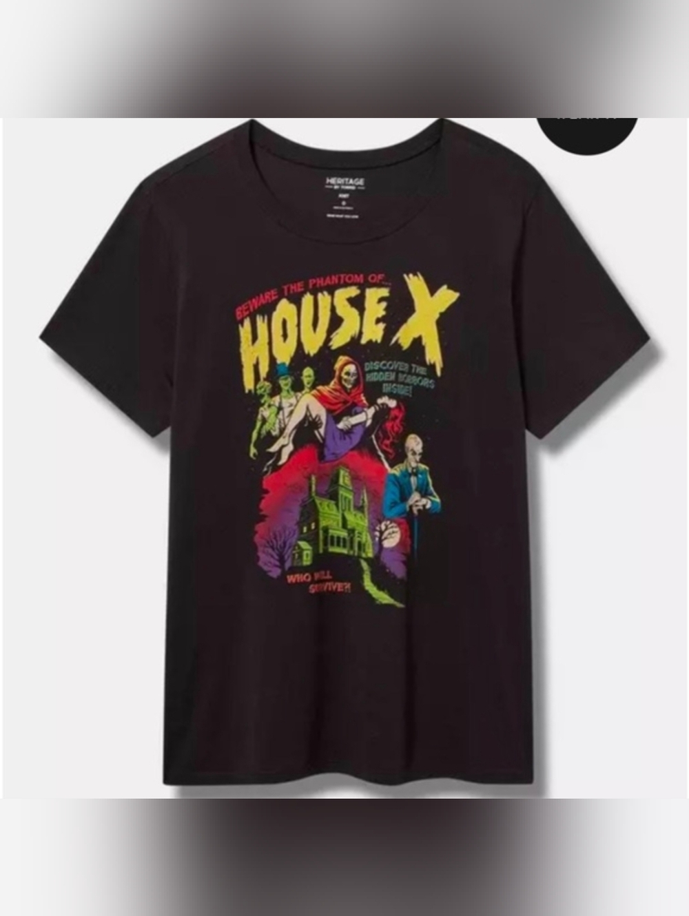 Heritage By Torrid Black BEWARE THE PHANTOM OF HOUSE X Graphic Tee 3X 22 24